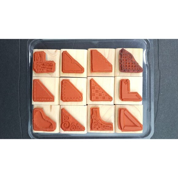 Stampin Up Creative Corners Rubber Stamp Set Of 12 With Original Case Scrapbook - Picture 3 of 3